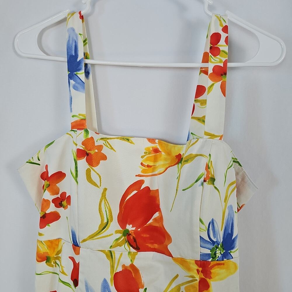 MADISON LEIGH Floral Sundress Ruffle Trumpet Hem Wide Strap Summer Wedding Sz M - Picture 2 of 8
